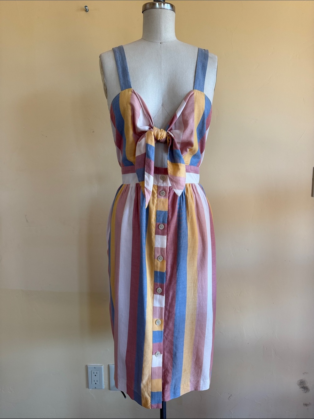Striped Multi-Color Sundress with Blue Straps